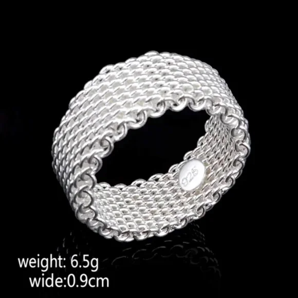 Sterling Silver Thick Mesh Band - Picture 2 of 7